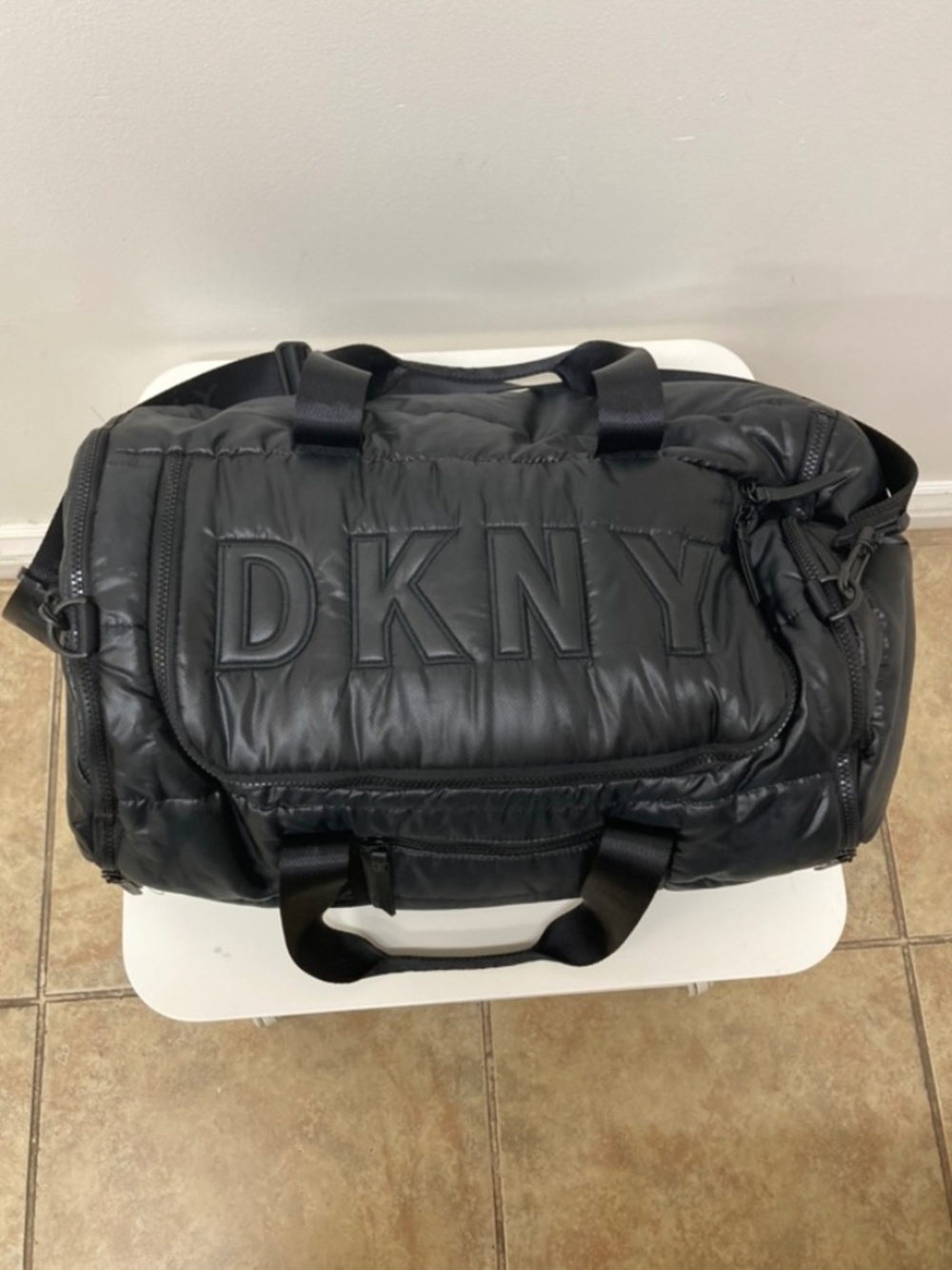DKNY Black Puffer Duffel Bag